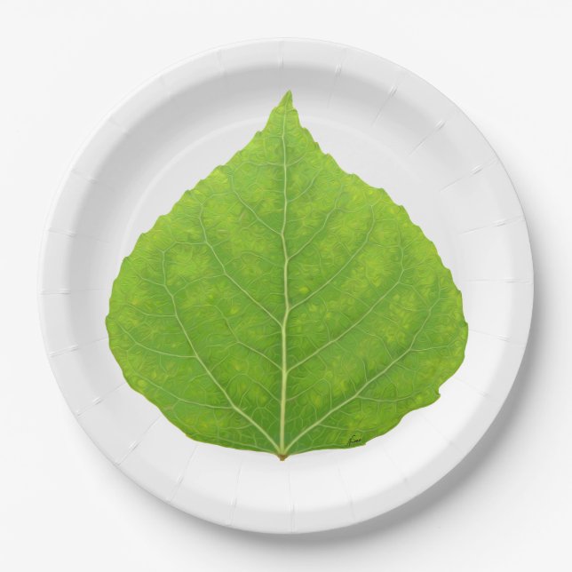 Plato De Papel Hoja verde de lápiz #11 (Anverso)