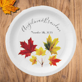 Plato De Papel Hojas de arce vintage -boda