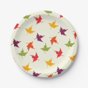 Plato De Papel Hojas de caída de hojas de hojas de otoño de color