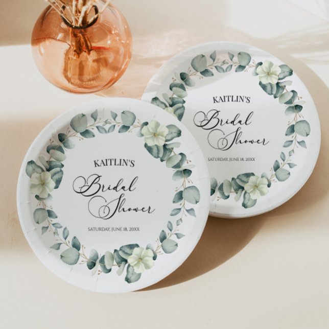 Plato De Papel Hojas de eucalipto verde Botánico Desayuno de boda (Subido por el creador)
