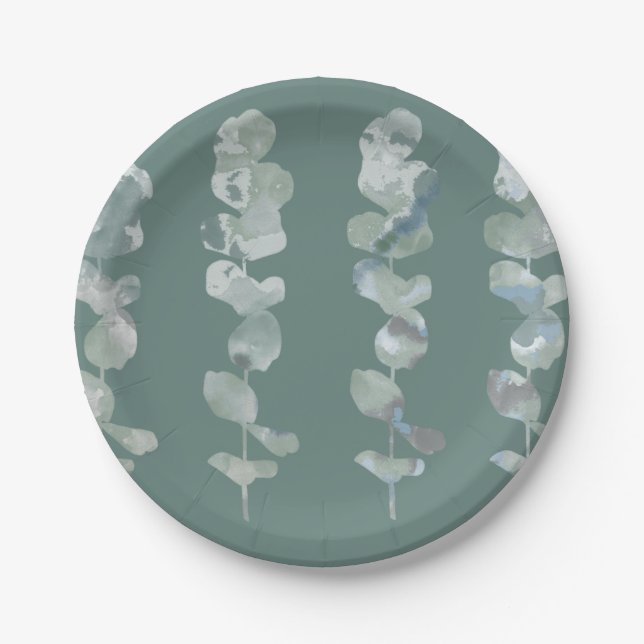 Plato De Papel Hojas de Eucalyptus (Anverso)