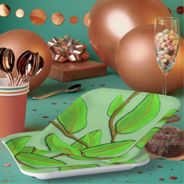 Plato De Papel Hojas de Kenneth Yoncich (Multi)