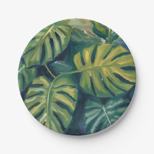 Plato De Papel Hojas de Monstera Acuarela Botánica