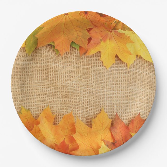 Plato De Papel Hojas de otoño (Anverso)