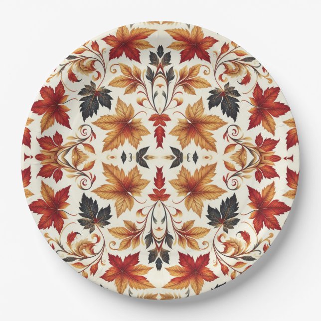 Plato De Papel Hojas de otoño (Anverso)