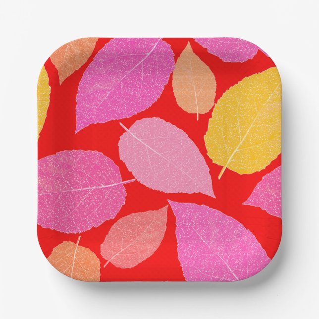 Plato De Papel Hojas de otoño. (Anverso)