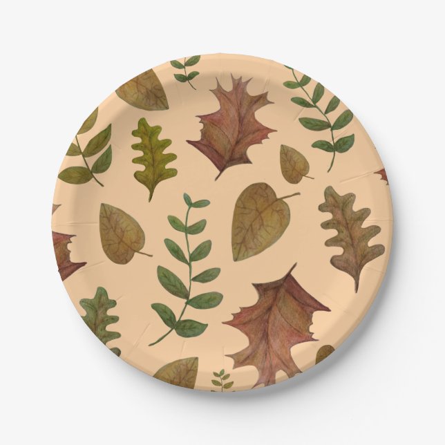 Plato De Papel Hojas de otoño (Anverso)