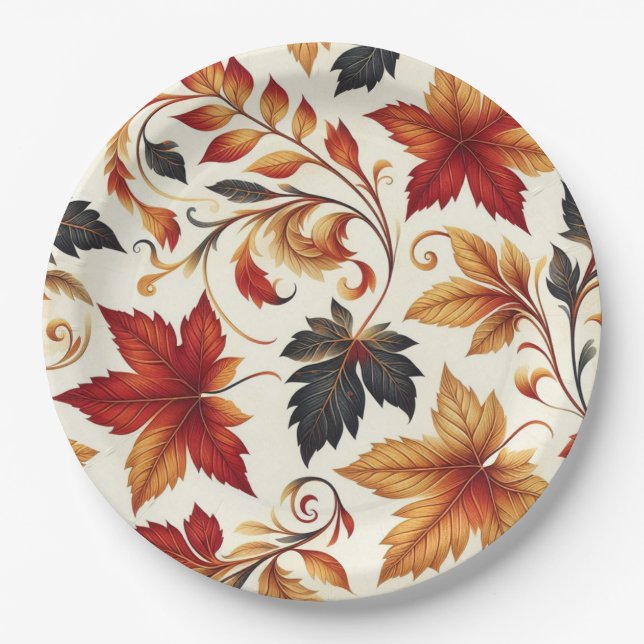 Plato De Papel Hojas de otoño (Anverso)