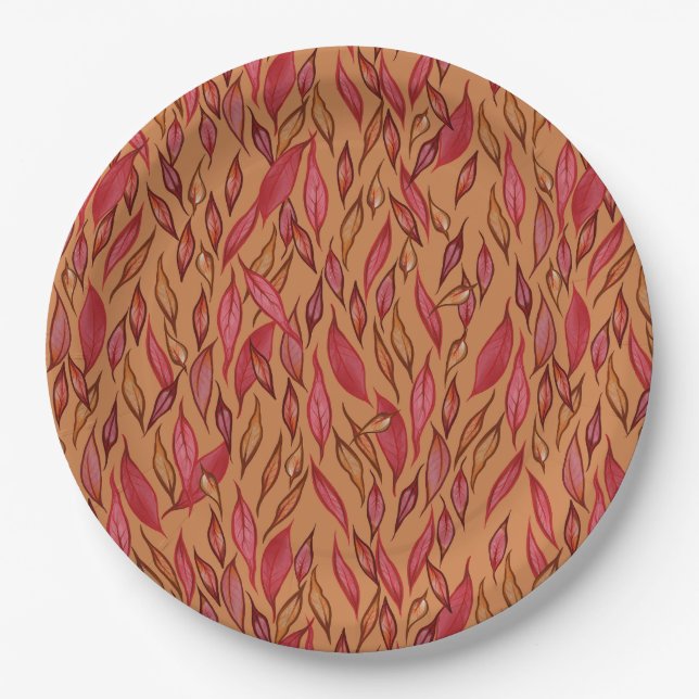 Plato De Papel Hojas de Otoño (Anverso)
