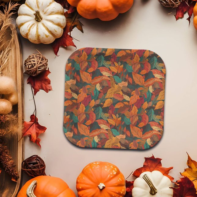 Plato De Papel Hojas de otoño coloridas (Subido por el creador)