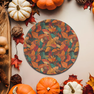 Plato De Papel Hojas de otoño coloridas