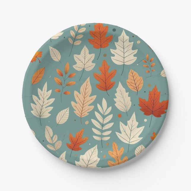 Plato De Papel Hojas de otoño/otoño (Anverso)