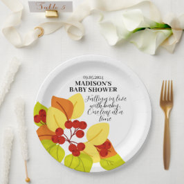 Plato De Papel Hojas de otoño y bayas