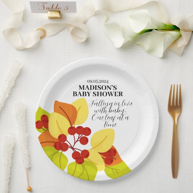 Plato De Papel Hojas de otoño y bayas (Boda)