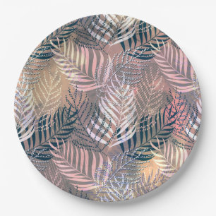 Plato De Papel Hojas de palma, tropicales, botánicas, hojas, jung