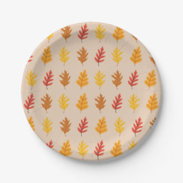 Plato De Papel Hojas de roble otoñales