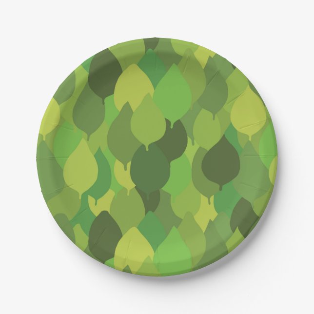 Plato De Papel Hojas frondosas alegres - patrón de superficie sin (Anverso)