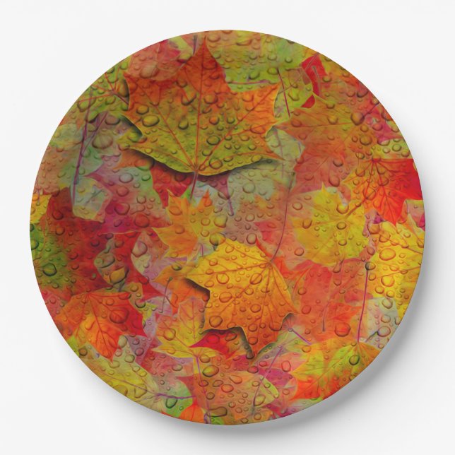 Plato De Papel Hojas otoñales (Anverso)