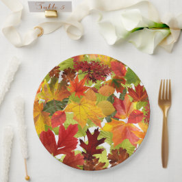 Plato De Papel Hojas otoñales