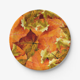 Plato De Papel Hojas otoñales caídas