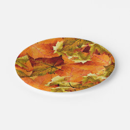 Plato De Papel Hojas otoñales caídas