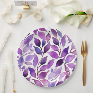 Plato De Papel Hojas Purpura