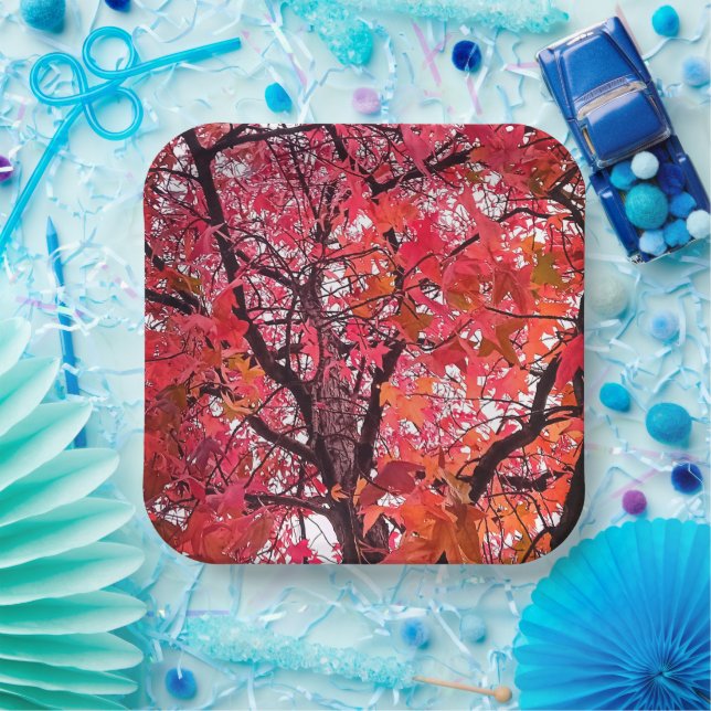 Plato De Papel Hojas rosadas (Fiesta)