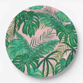 Plato De Papel Hojas tropicales
