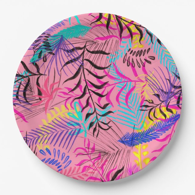 Plato De Papel Hojas tropicales (Anverso)