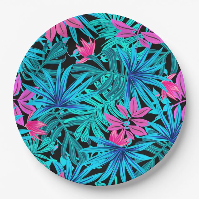 Plato De Papel Hojas tropicales (Anverso)