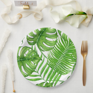 Plato De Papel Hojas tropicales