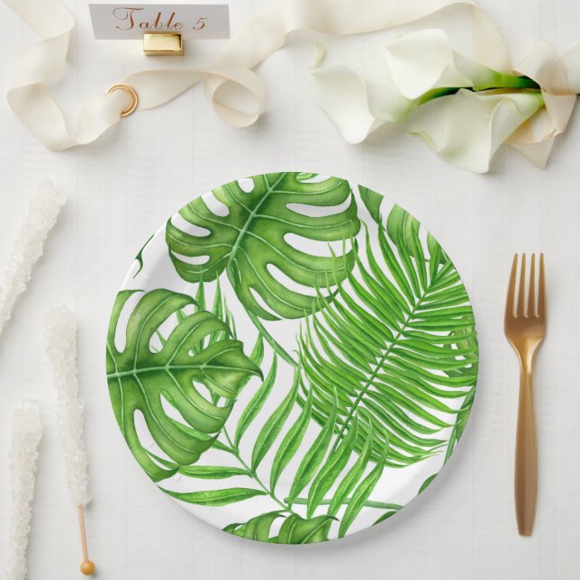 Plato De Papel Hojas tropicales (Boda)