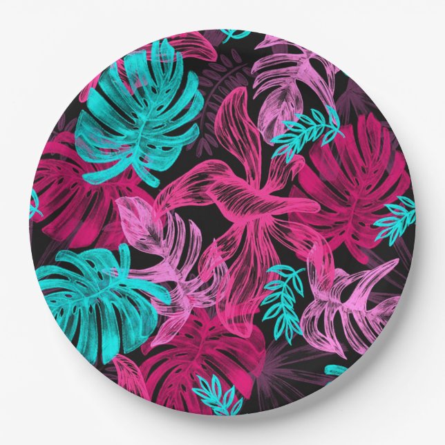 Plato De Papel Hojas tropicales (Anverso)
