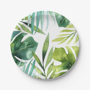 Plato De Papel Hojas Tropicales Boda de Fiesta de Verano Hawaiano