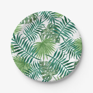 Plato De Papel Hojas tropicales de selva