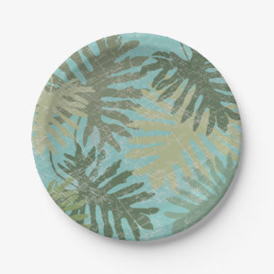 Plato De Papel Hojas tropicales descoloradas