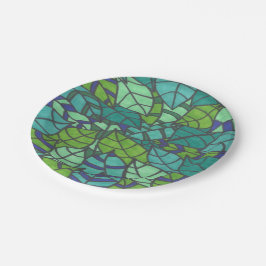 Plato De Papel Hojas tropicales verdes 