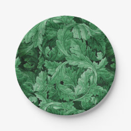 Plato De Papel Hojas verdes (por William Morris)