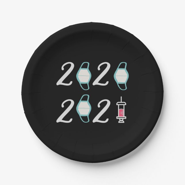 Plato De Papel Hola 2021 Adiós 2020 - Finalmente ha terminado (Anverso)