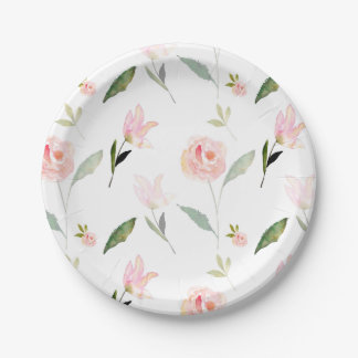 Plato De Papel Hola acuarela hermosa floral