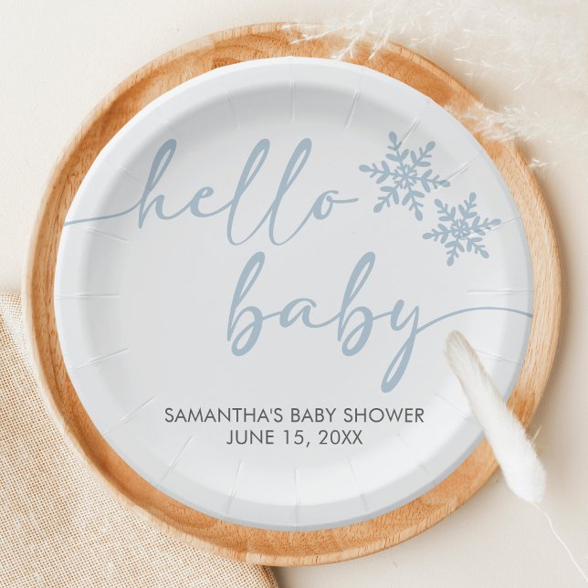 Plato De Papel Hola Baby Shower (Winter Baby Shower Paper Plate)