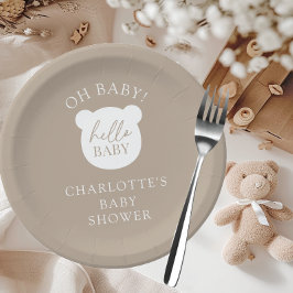 Plato De Papel Hola Bear Bebé Es un Chico