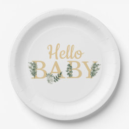 Plato De Papel Hola bebé Eucalyptus Placas