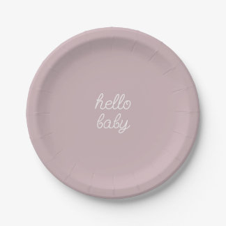 Plato De Papel Hola bebé Sip y See y placa Fiesta Baby Shower