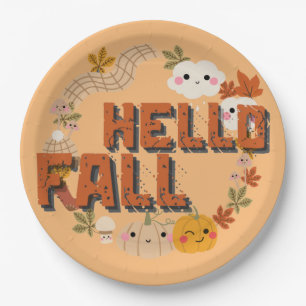Plato De Papel Hola Caída Naturaleza Cute Saltos del otoño Pavill