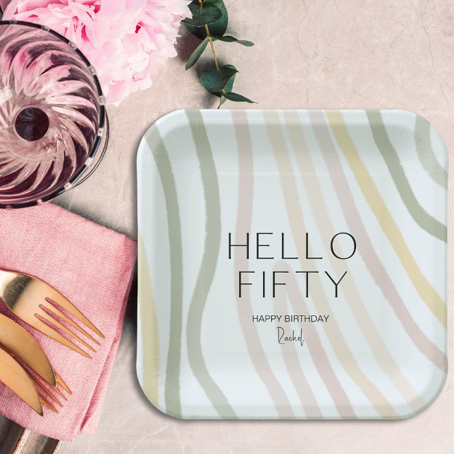 Plato De Papel Hola Cincuenta Sencillas Placas de Papel de Cumple (Subido por el creador)