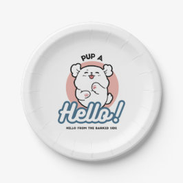 Plato De Papel ¡Hola! - Diseño feliz de Personalizados de perros 