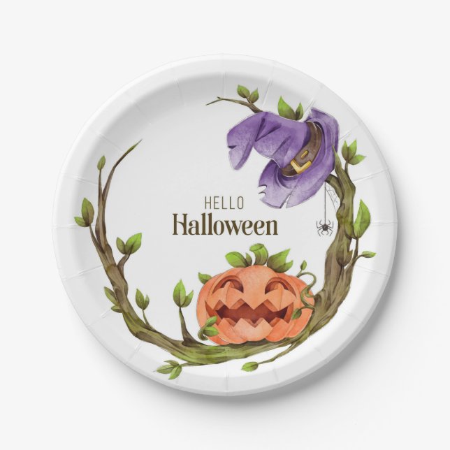 Plato De Papel Hola Halloween (Anverso)