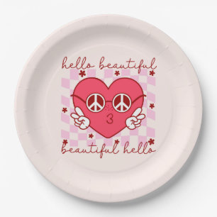 Plato De Papel Hola Hermoso Típico y sentido del corazón