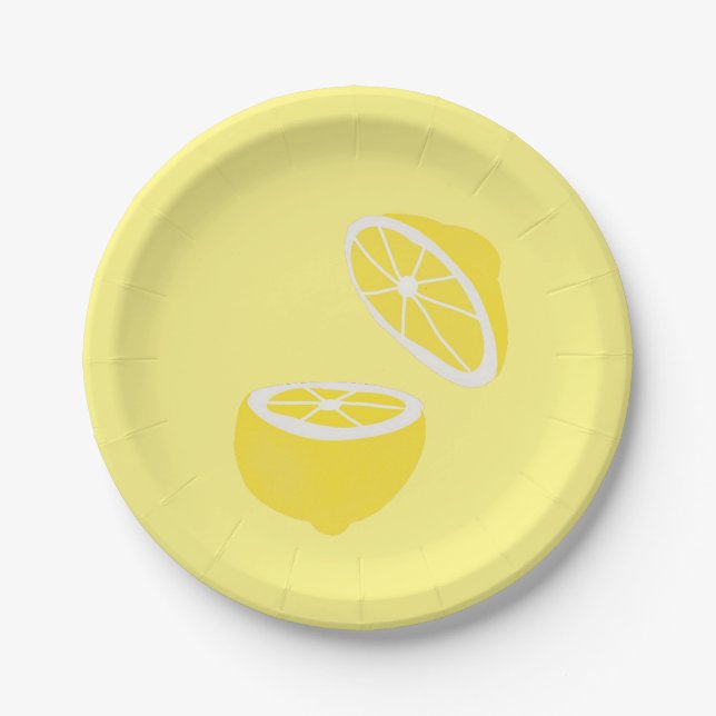 Plato De Papel Hola Lemon, fruta amarilla moderna (Anverso)